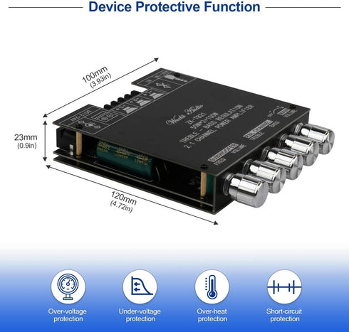 ZK-TB21 2.1CH 50W 2 +100W Bluetooth5.0 Bluetooth Audio Amplifier Board, x Subwoofer Power Amp with Treble and Bass