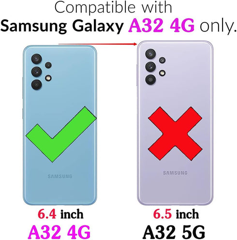 Asuwish Phone Case for Samsung Galaxy A32 4G 6.4 inch with Tempered Glass Screen Protector and Cell Cover Hybrid Rugged Shockproof Protective Accessories Glaxay A 32 32A S32 G4 SM-A325M/DS Women Blue