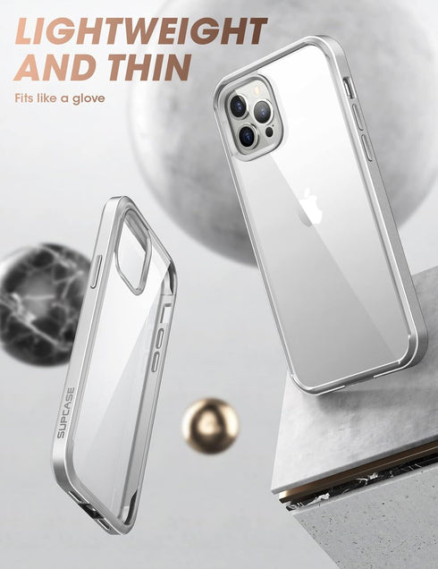 SUPCASE for iPhone 13 Pro Max Case, Clear Shockproof Protective Phone Case with Screen Protector, Silver