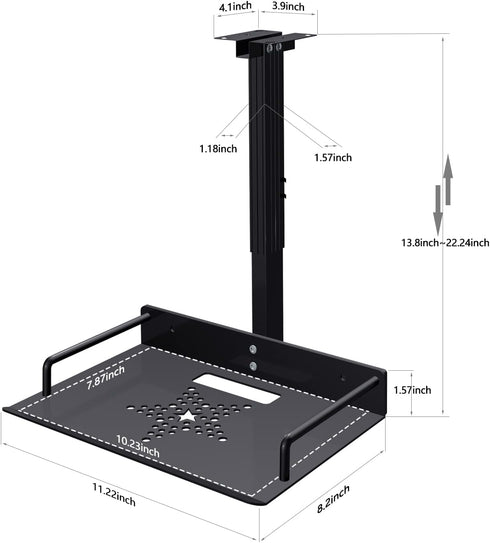 Universal Ceiling Mount with Tray, Adjustable 11.4-22 inches, No Hole Installation, Aluminum Alloy, for Projector/Camera
