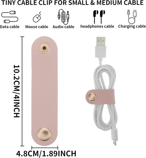 6 Pieces Cord Organizer, PU Leather Cable Organizer Reusable Cable Straps Clips Wire Ties Charging Cord Power Cord Earphone USB Holder Multipurpose Winder Holder Keeper Manager Management by Thinp