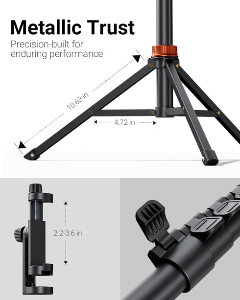 Vimose 66" Phone Tripod, Tripod for iPhone with Remote & Phone Stand, Extendable Cell Phone Tripod for Video Recording