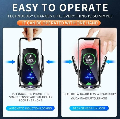 Car Wireless Charger Magnetic Auto Car Mount Phone Holder for iPhone, Samsung, Xiaomi, Infrared Induction 15W Fast