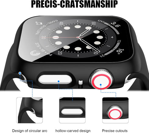 14 Pack Case with Tempered Glass Screen Protector for Apple Watch 38mm Series 3/2/1, Slim Guard Bumper Cover