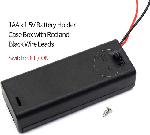 6Pcs AA Battery Holder with Leads, Wires ON/Off Switch and Screw Cap Case for 1.5V Battery Storage