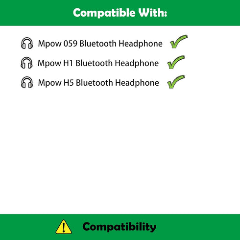 Professional Replacement Earpads Cushions Compatible with Mpow 059 /H1/H5 Bluetooth Headphones Ear Pads with Breathable Fabric&High Quality Foam