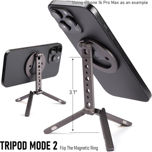 SHINEWEE 20 N52 1/4" 12-17 Ultra-Compact Magnetic Tripod for iPhone | Foldable Hook Design, Magnets, Cold Shoe & Screw