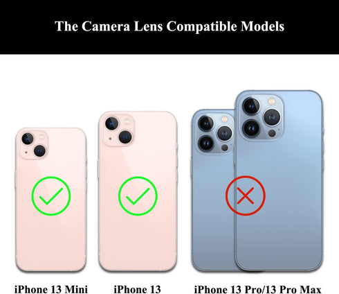 LOZOP 2 Sets 13/13 (2 Pieces/Set) Rear Camera Lens Glass Replacement with Adhesive Pre-Installed Compatible for iPhone