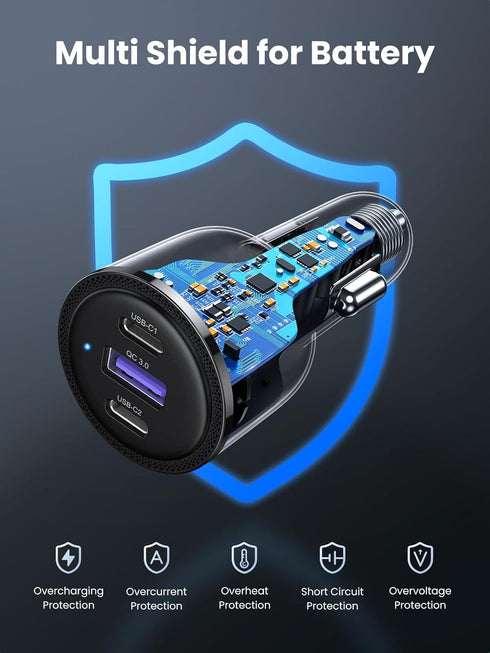 UGREEN 69W USB C Car Charger, PD 65W Type C Fast Charging Adapter for iPhone 15/15 Plus/15 Pro/15 Pro Max/iPad/MacBook,