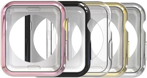Simpeak 5PACK Soft Back Case for Apple Watch Series 9 8 7 (41mm 45mm), Clear/Black/Pink