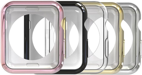 Simpeak 5PACK Soft Back Case for Apple Watch Series 9 8 7 (41mm 45mm), Clear/Black/Pink