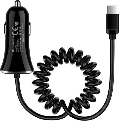 Android Retractable Car Charger for Fast Charging, Type C Phone Charger for iPhone 15 Plus/Pro Max, Samsung Galaxy