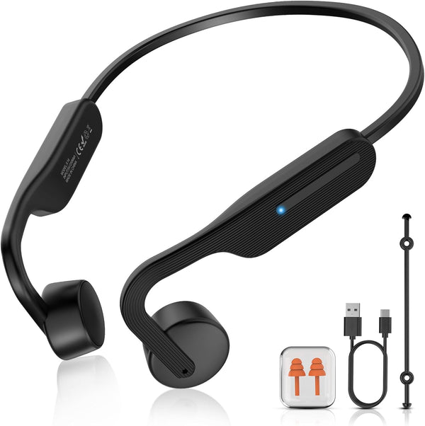 Bone Conduction Headphones, Bluetooth 5.3 Wireless Sports Earphones, 10H Playtime, IPX6 Waterproof, Mic