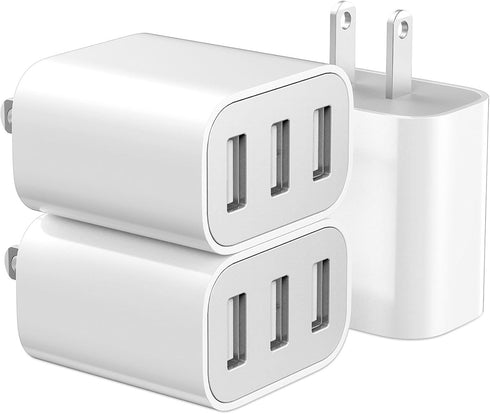 USB Wall Charger, 3 Pack 3-Port Charging Block Compatible with iPhone, iPad, Samsung Galaxy, LG