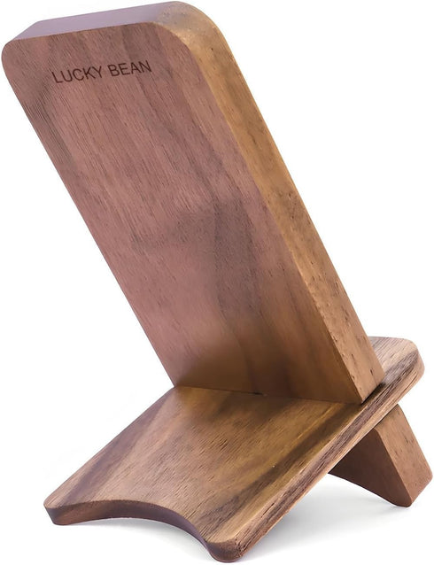 LUCKY BEAN Wood Phone Stand, Desktop Wooden Phone Holder, Portable Phone Stand for Desk, Compatible with iPhone & All