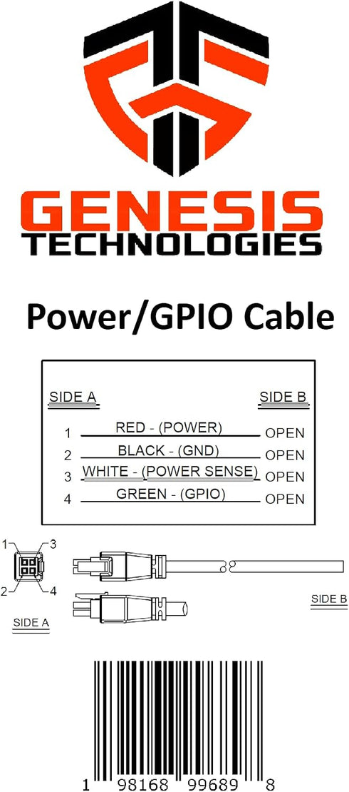 Genesis Technologies 4 2000522 Hardwire DC Power Harness for Sierra - Airlink - Pin - Power Cord Replacement