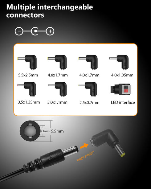 FOYU 12V 2A 24W 8 Cleaner/SPS100 (Adapter+8 Universal AC/DC Adapter Switching Power Supply with Size Plug Tips