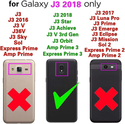ELISORLI Rugged Thin Case for Samsung Galaxy J3 Orbit J 3 Star 2018, Anti-Slip Rubber TPU Mobile Cover - Black