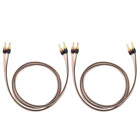 M-JP10 1pair Set Speaker Wire with 24k Gold Plated Connectors, 10AWG 5N OFC, 1.5M Length