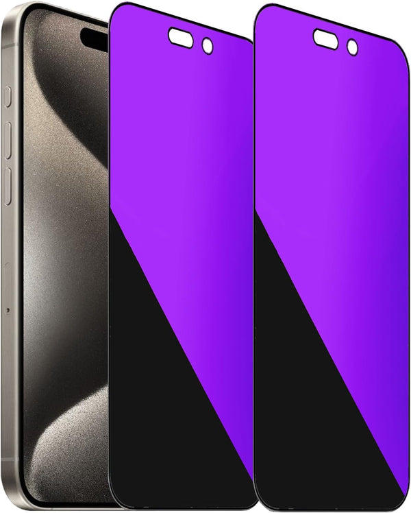 2 Pack Anti-Spy 360° Tempered Glass Screen Protector for iPhone 15 Pro Max, 6.7" Anti-Blue, 4-Sides Privacy Film.
