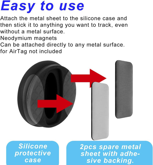 Goktvai 2pcs 4pcs Magnetic Holder Case for AirTag, Waterproof Hidden Magnet Mount Silicone Protective Cover with Iron