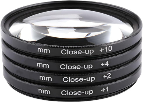 YOFOTIXAUU 58mm 4 (+1 +2 +4 +10) Set, (58mm) Close-Up Lens Filters Kit Pieces Macro Filter Lens Cap & Cleaning Cloth