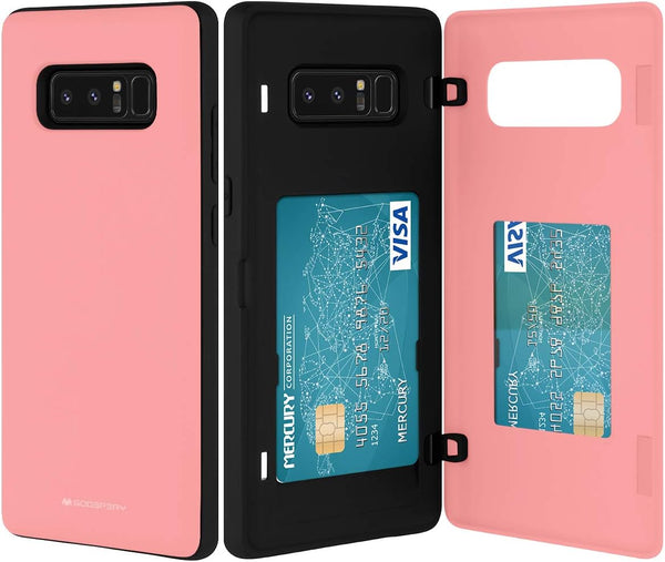 GOOSPERY Wallet Case for Galaxy Note 8 with Card Holder, Protective Dual Layer Bumper Phone Case (Pink)