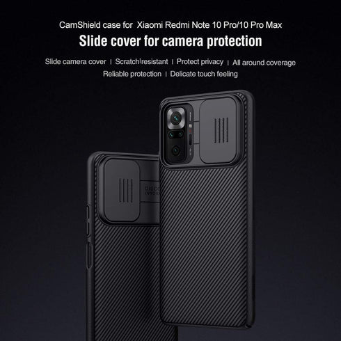 For Xiaomi Redmi Note 10 Pro Case, CamShield Slim Protective Cover with Camera Protector, Hard PC TPU (Black)