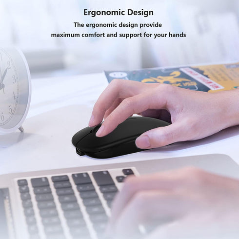 Wireless Bluetooth Mouse for iPad, iPhone, MacBook, Android, Dual-Mode Rechargeable Mice for Windows Laptop PC