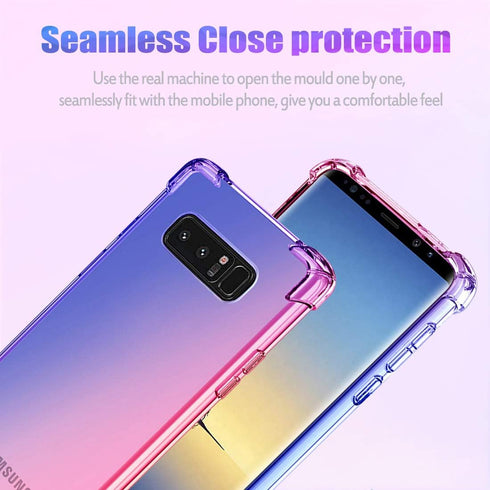 Case for Samsung Note 8 - Cute Gradient Slim Anti Scratch Soft Clear TPU Cover, Shockproof, Blue/Pink