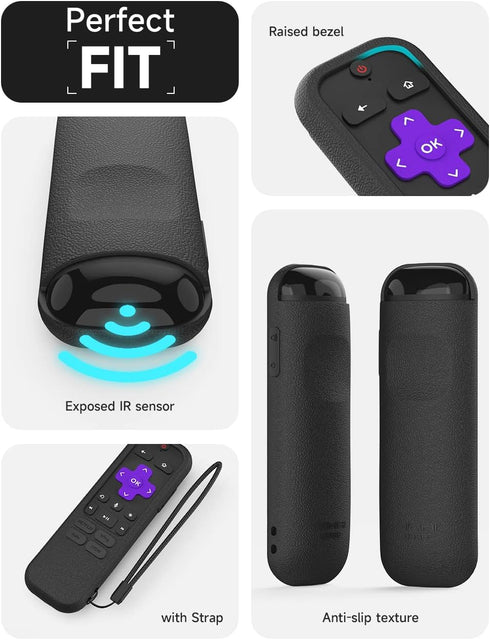 Silicone Remote Cover for Roku Streaming Stick (2017)/(2018), Shockproof Protective Case with Remote Loop