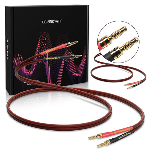 UCINNOVATE Speaker Cable with Banana Plugs, 2 Pack 9.8ft/3m 14 Gauge Speaker Wire for Hi-Fi & Home Audio