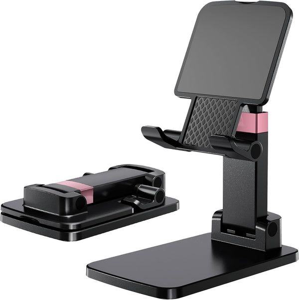 Aurasion Adjustable Phone & Tablet Stand for Desk, Foldable Holder with Stable Base