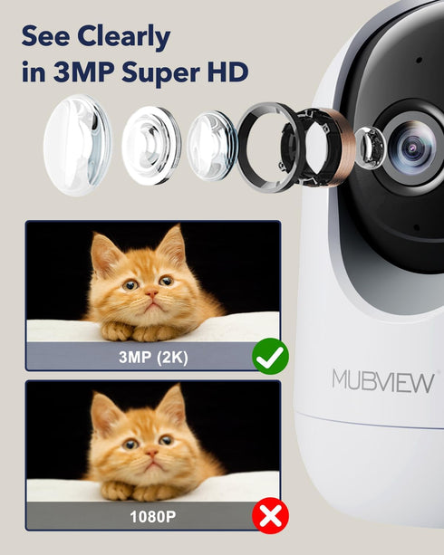 Indoor Security Camera 2K, Pet Camera with Phone App, WiFi Cameras for Home Security, 2-Way Talk