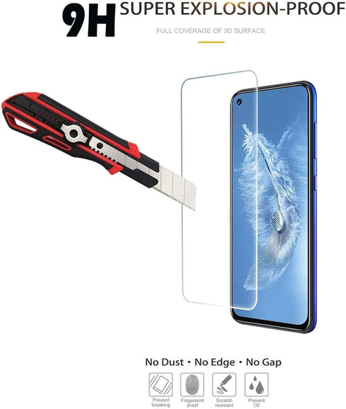 BLU View 4 B135DL Case 2 Pack with Tempered Glass Screen Protector, Full Body Shock Protective Kickstand Case - Red