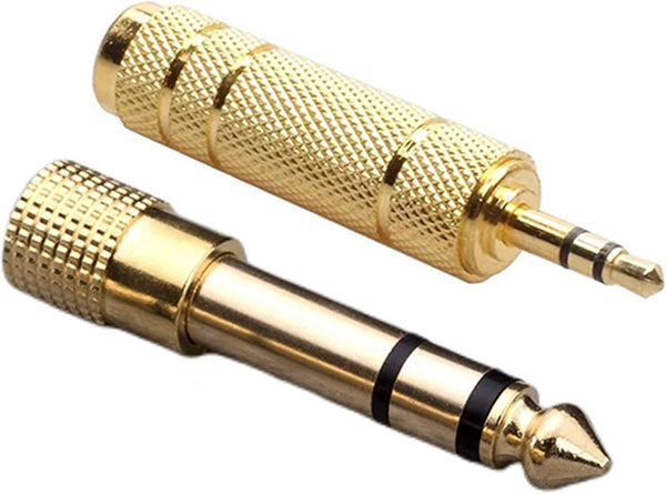 Headphone Adapter 6.35mm Male to 3.5mm Female Stereo Audio Aux Adapter, 2 Pack for Guitar Amplifier and Headphones