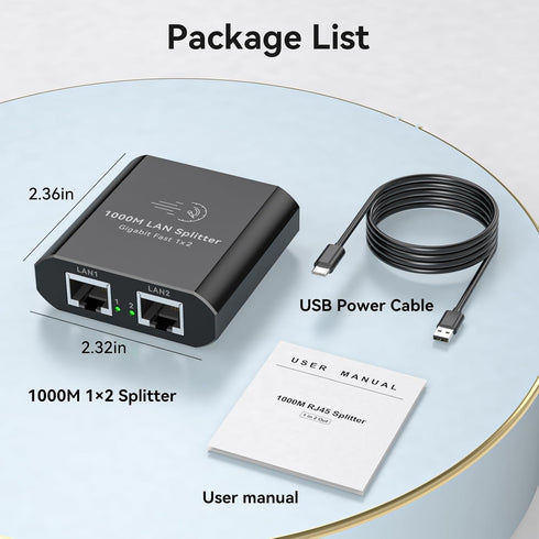 AILVLVNG 1 2 1000Mbps 1 2 RJ45 Cat6/7/8 Ethernet Splitter to Internet Cable Splitter in Out High Speed Either Network