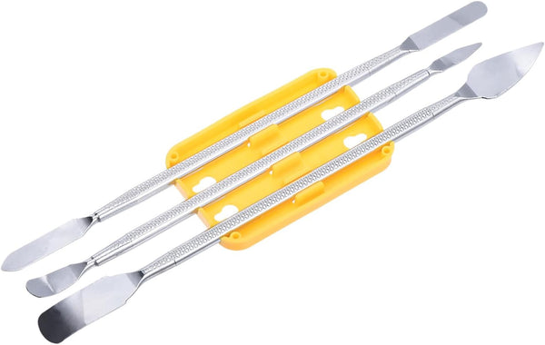 MECCANIXITY 3pcs Metal Spudger Set, Mini Crowbar Flat Head Stainless Steel Pry Bar Opening Tools for Mobile Phone Repair