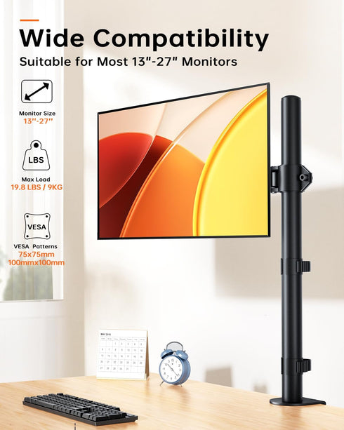 H&C(hcck&Cllassp) 13-27'' 31.5 Inch 17.6lbs 75x75-100x100mm Monitor Arm Desk Mount for Monitors, Single Extra Tall