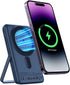 Wireless Portable Charger 10000mAh - Mag-Safe Compatible, 20W PD Fast Charging with Foldable Stand, Dark Blue