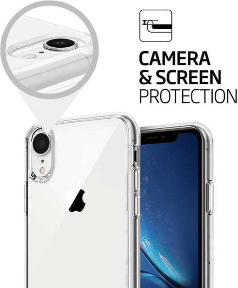 TENOC Phone Case for iPhone XR, Clear Shockproof Protective Bumper Slim Cover for 6.1 Inch