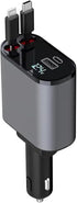 Retractable Phone Charger - Fast Car Charger USB C, 4 in 1 Retractable Car Charger for Apple and Android USB C - Car