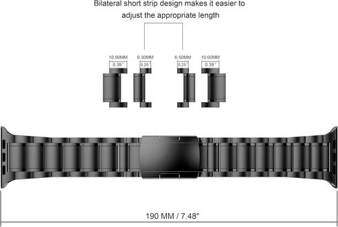 Titanium Band for Apple Watch, Compatible with 49mm, 45mm, 44mm, 42mm, Black Metal Replacement Strap
