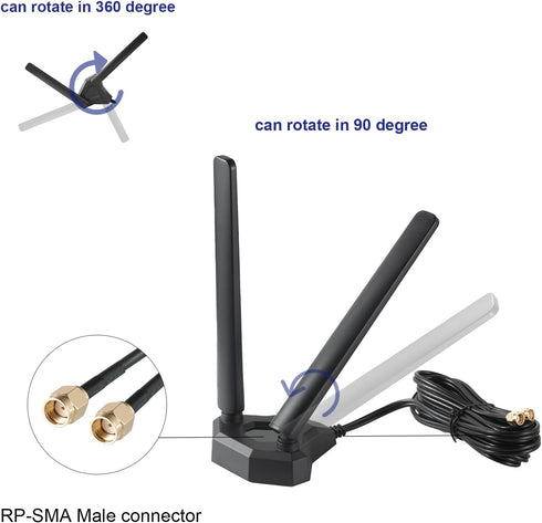 WiFi 6 6E Tri-Band Magnetic Base WiFi Antenna for Wireless Router Hotspot PC Desktop Computer PCI-E Network Card