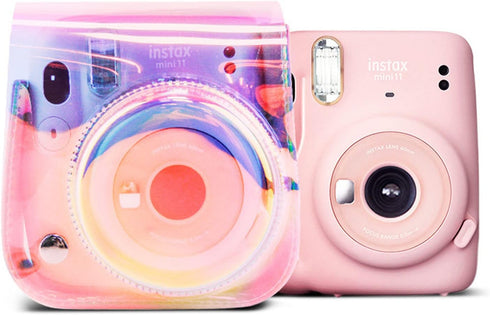 Illusion-colour Camera Case for Fujifilm Instax Mini 11/9/8, Adjustable PVC Protective Cover Sling Bag