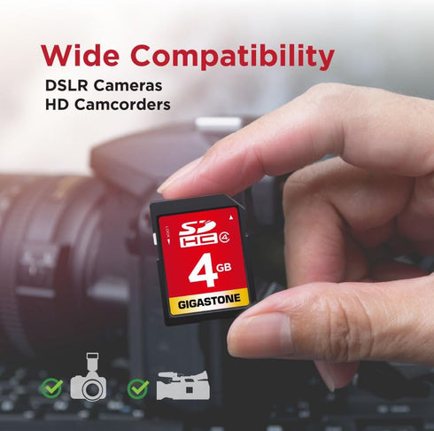 Gigastone 4GB SD Card 2 Pack, SDHC Class 4 Memory Card for Photo, Video, Music, Voice File, DSLR Camera, Camcorder,