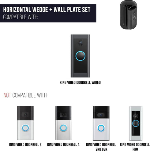Wasserstein Horizontal Adjustable Angle Mount & Wall Plate - Compatible with Ring Video Doorbell (Wired)