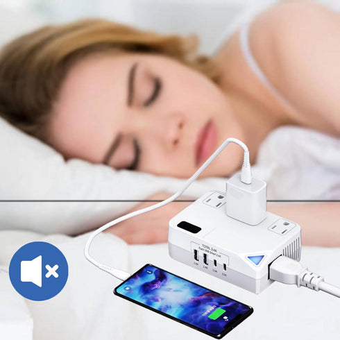 WAUDM 250W 2 2 220V 110V 100V-240V Countries Conversion Plug, International Travel Converter with USB and USB-C Ports