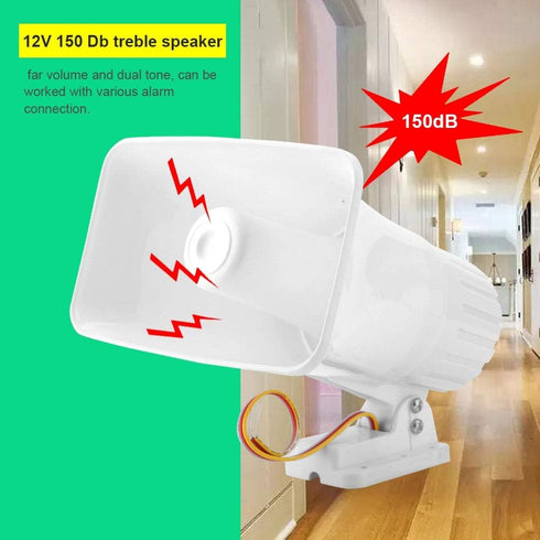 Tosuny Alarm Siren, 150 dB DC12V Dual Tone Wired Horn Speaker for Home Security, Gas Leakage, Infrared Alarm Equipment