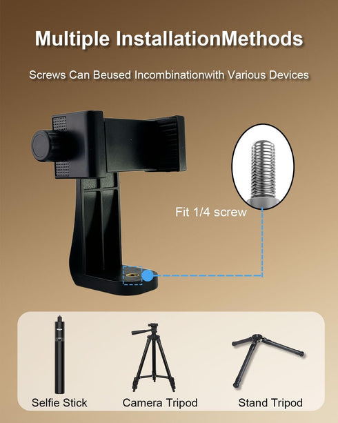 SEYUGOPTI 360 17 16 15 14 Tripod Phone Mount for Selfie Stick Camera Stand Vlogging, Rotates Adjustable Cell Phone Clip